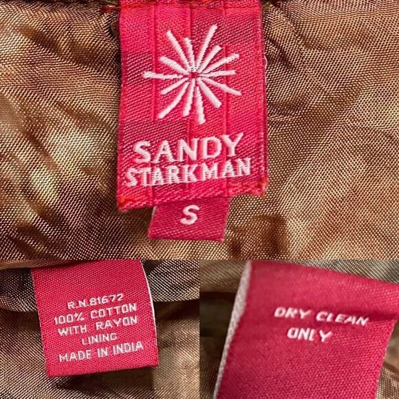 SANDY STARKMAN Textured Open Knit Cardigan Blazer Jacket Brown S - Picture 9 of 9